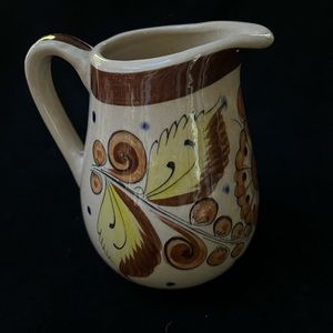 Mexican Pottery Pitcher. Marked Fina Rivera. Brown and Tan Tones.